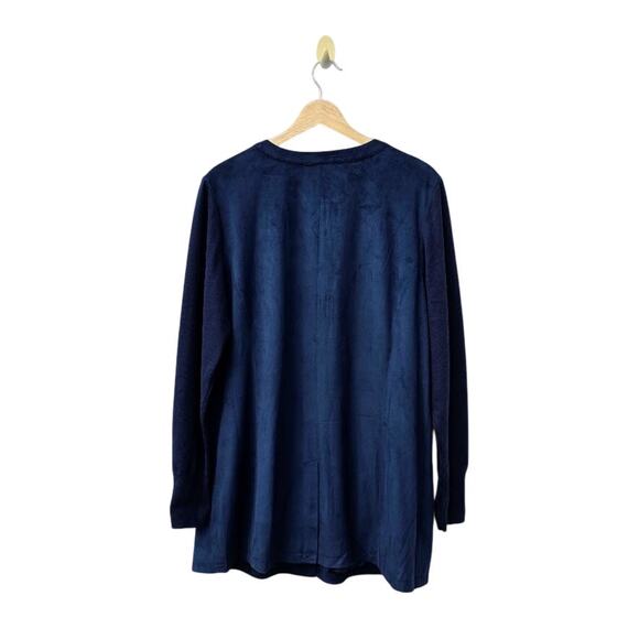 H By Halston Long Blue Suede Cardigan Sweater Jacket 16 - Picture 7 of 8